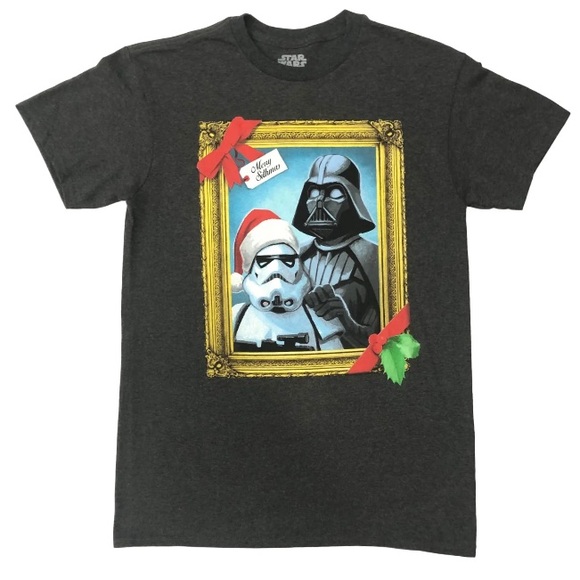 Star Wars Christmas Tee Charcoal Black Gray Short Sleeve 2XL - Picture 1 of 5